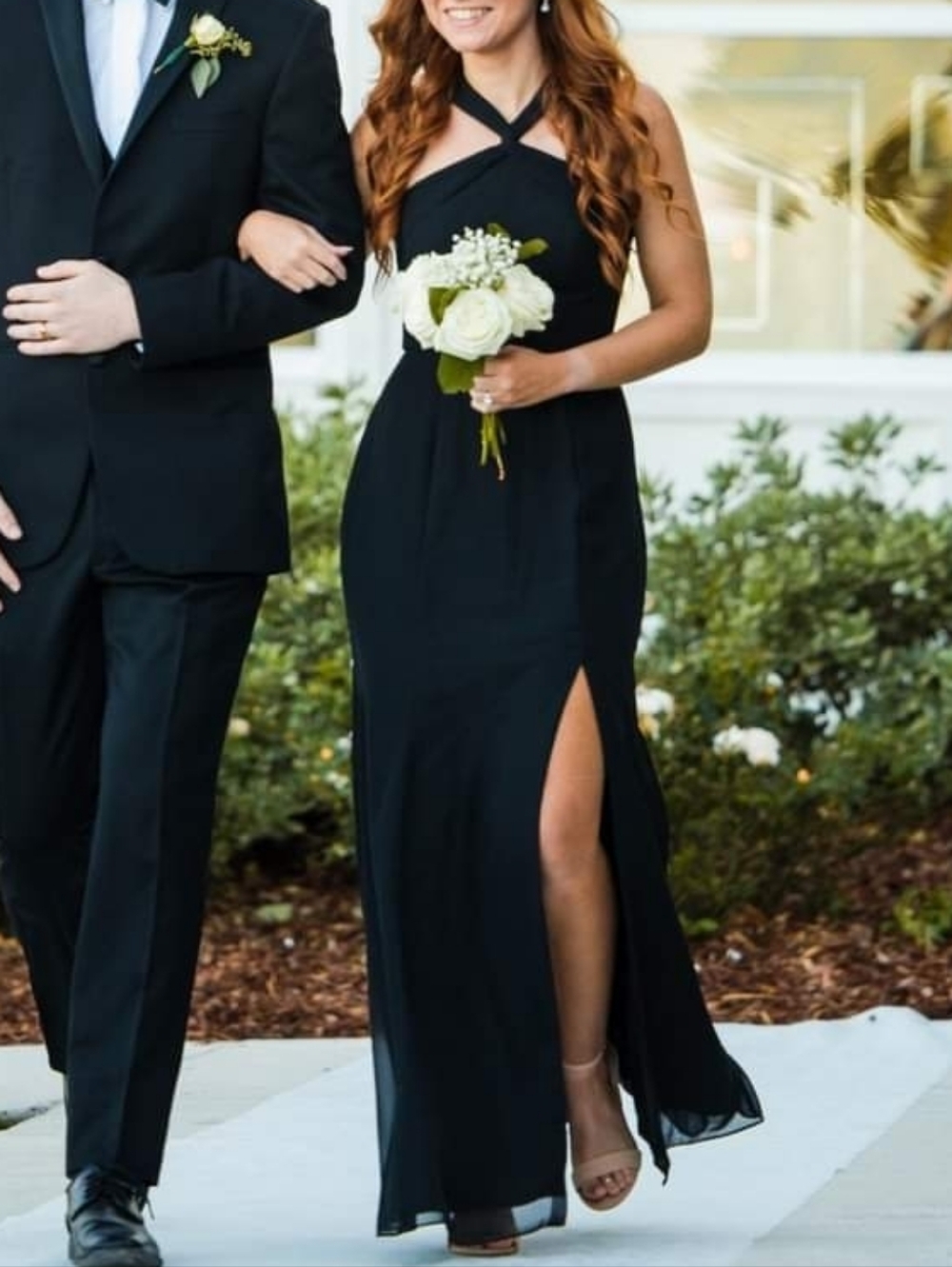 Azazie Black Halter Bridesmaid Dress